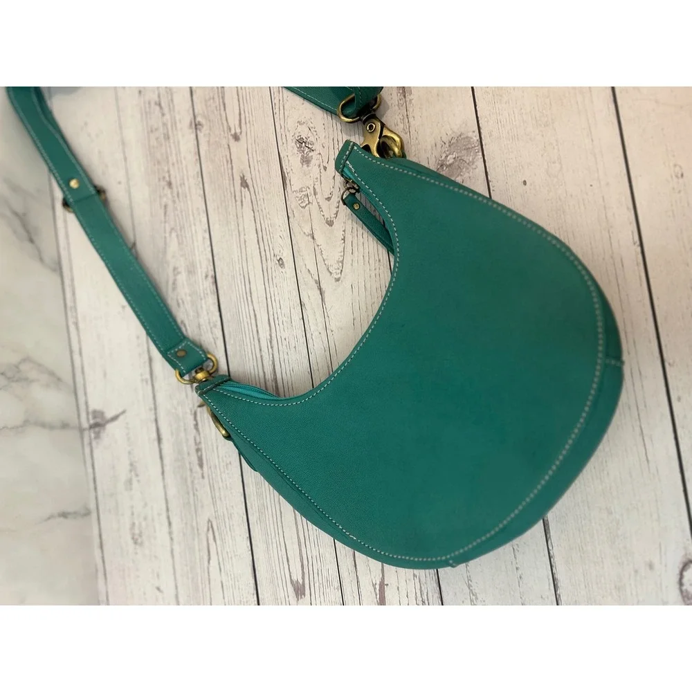 American Bison Turquoise Leather Hand Tooled Floral Western Crossbody Bag NEW